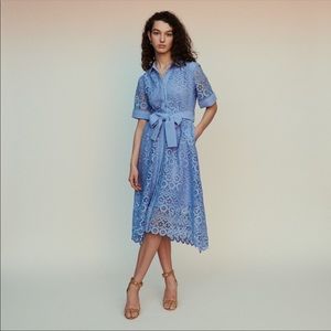 Maje Blue Embroidered midi dress